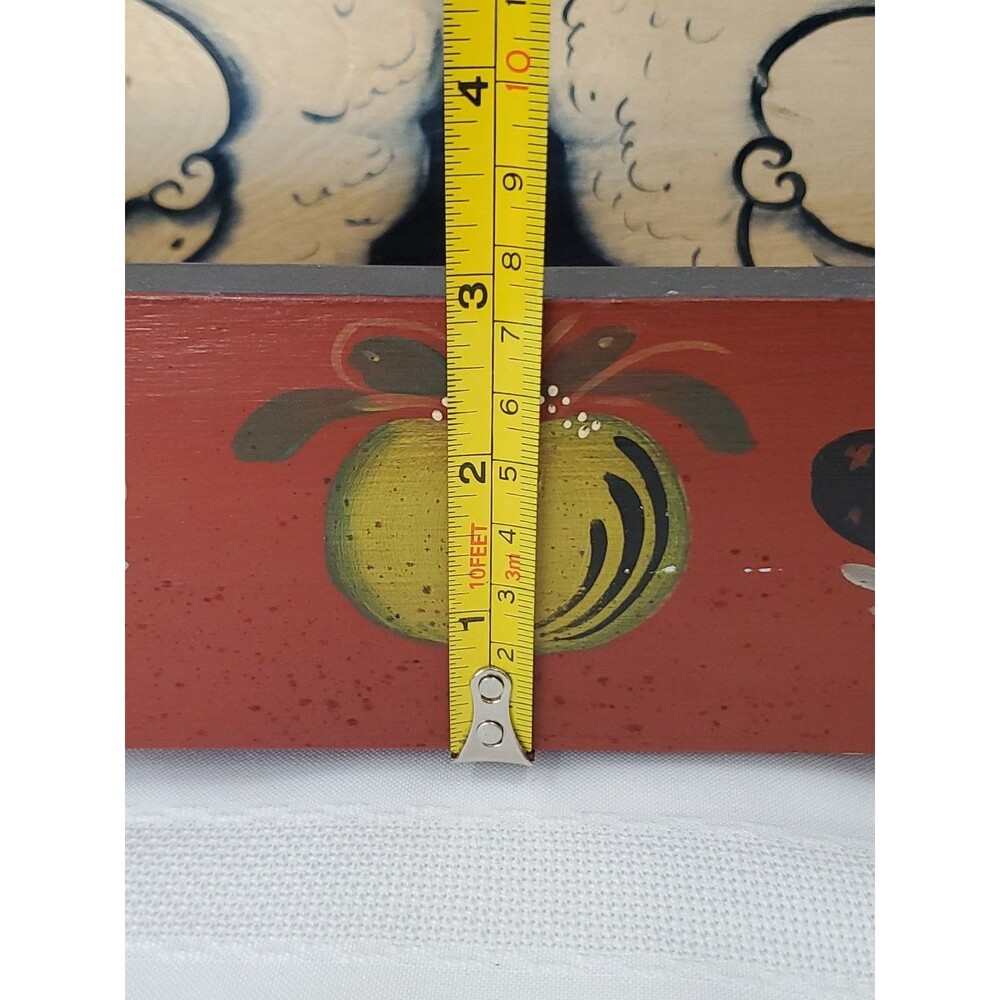 Vntg. Wood Basket Kissing Ducks/Divided/Hand Painted/Hearts/Fruit/GrandmaCore/80 - Picture 11 of 16